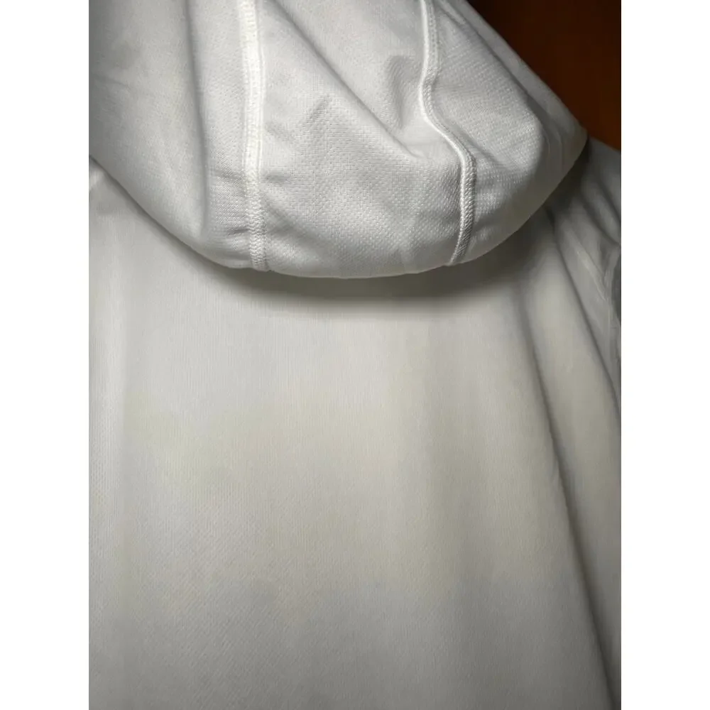 Adidas - White & Gray Striped - Hooded Workout Top